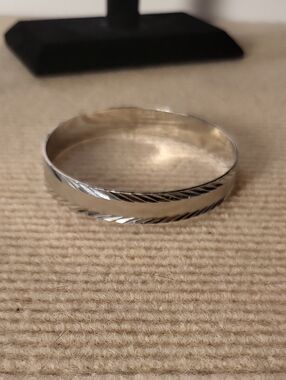 Monet Diamond Cut Silver  Tone Bangle Bracelet